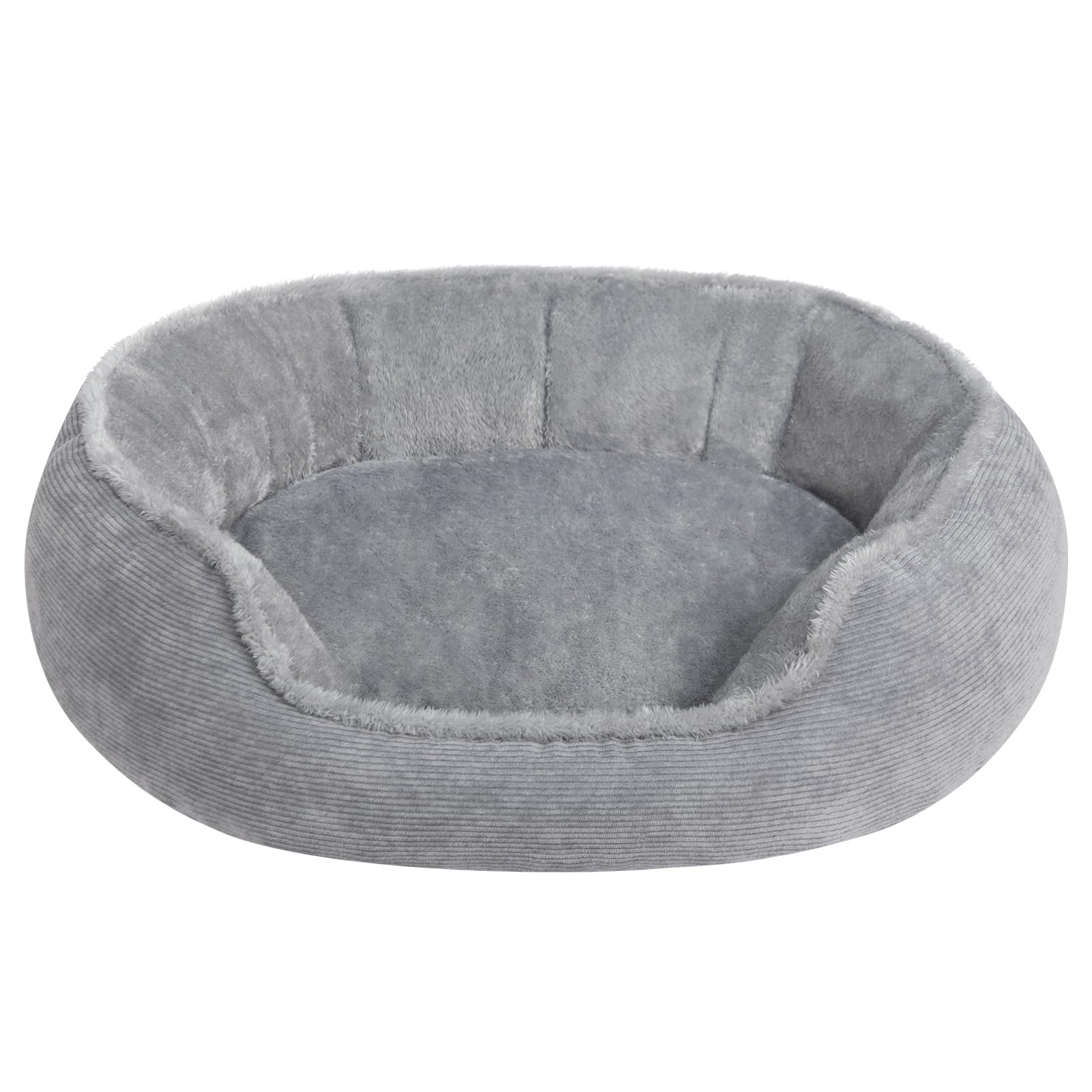 Hollypet Cat Bed Small Dog Bed, Round Pet Bed for Cats and Puppy, Soft Sleeping Beds Breathable Pet Cushion, Grey(55 * 50 * 15cm)