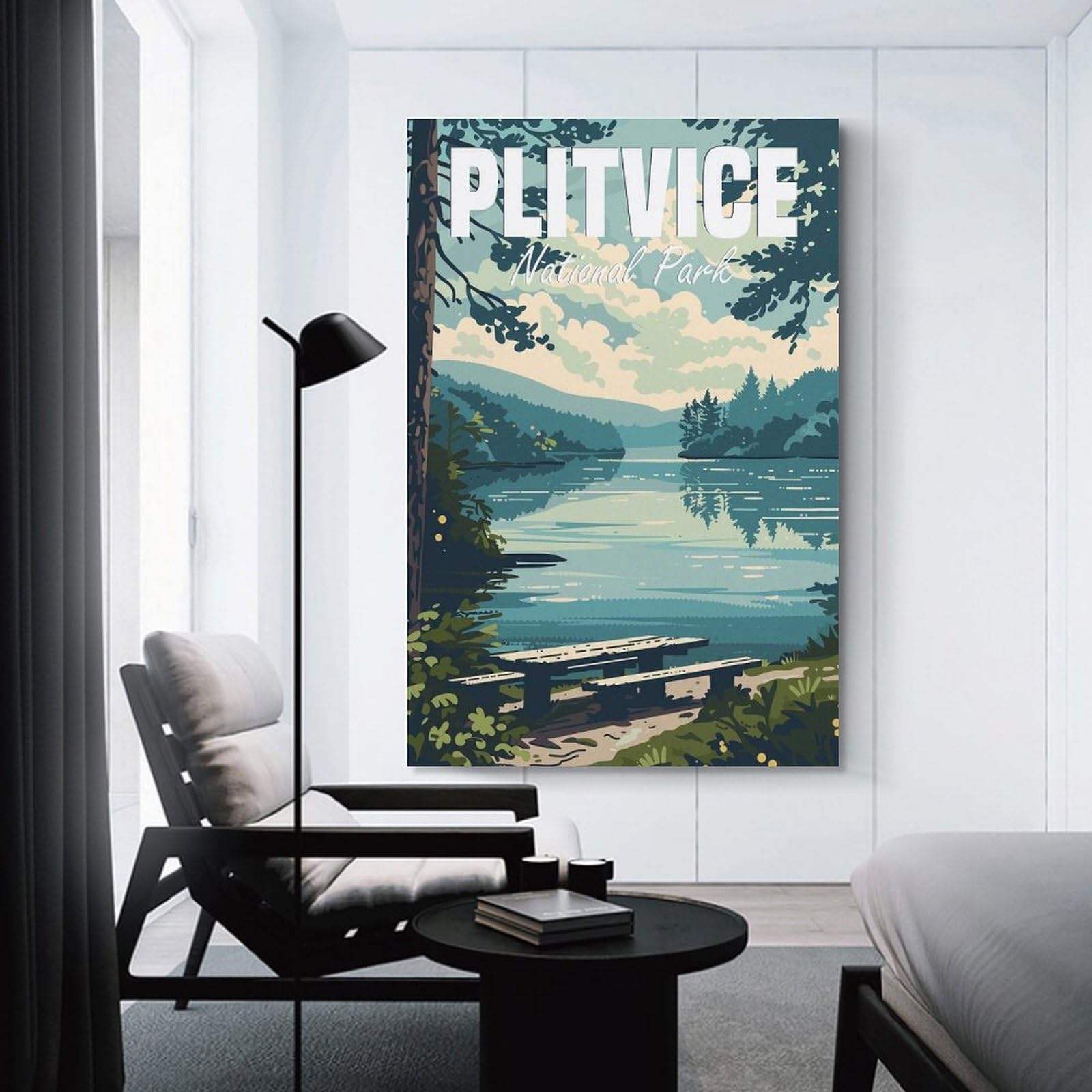 Junmoney Plitvice National Park Canvas Wall Decor, 20x30inch(50x75cm), for Lounge Decor, Bedroom Walls Or Flats, Eye Catching Artwork for Blank Walls