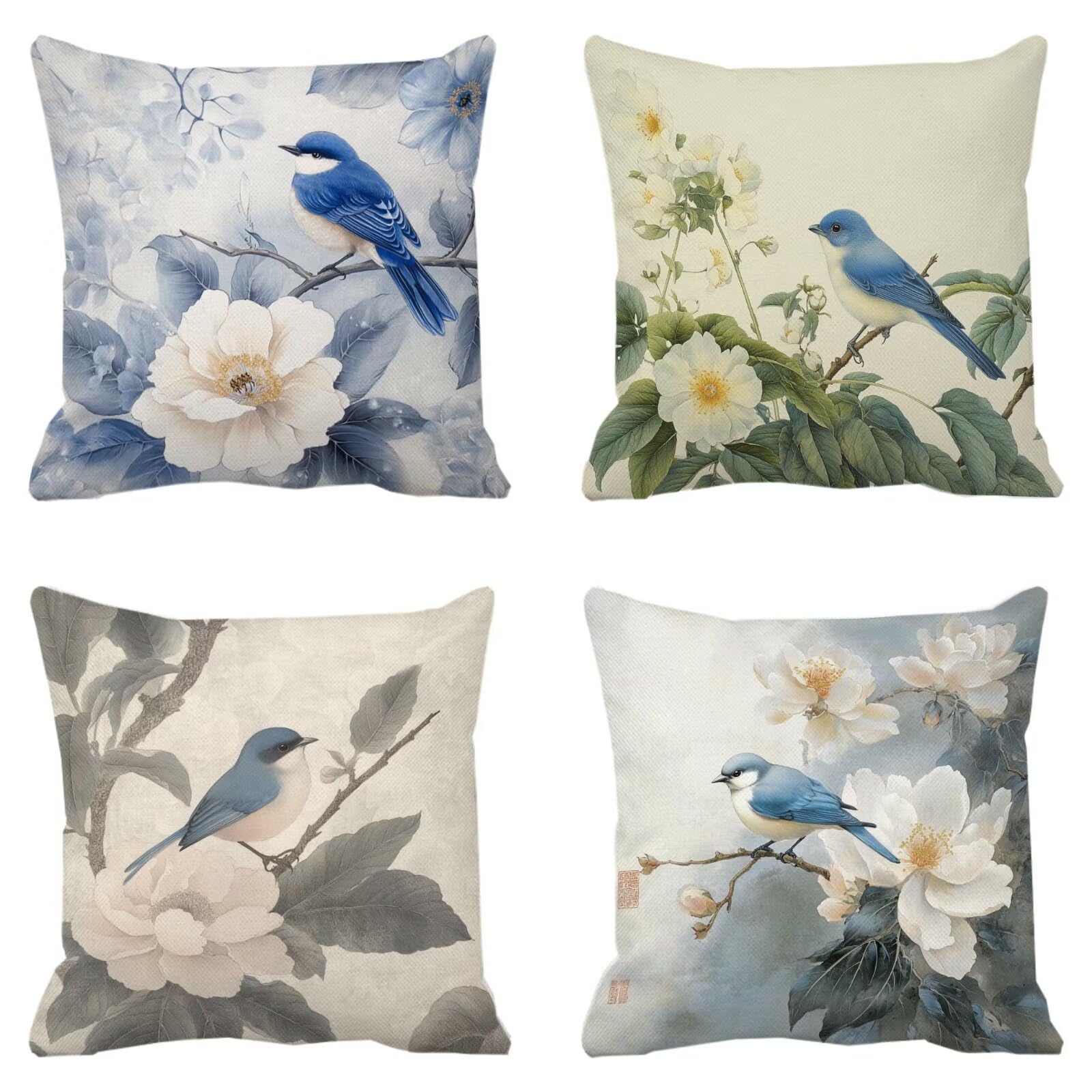 Taie oreiller coussin canapé 40x40cm lot de 4 déco rétro jardin