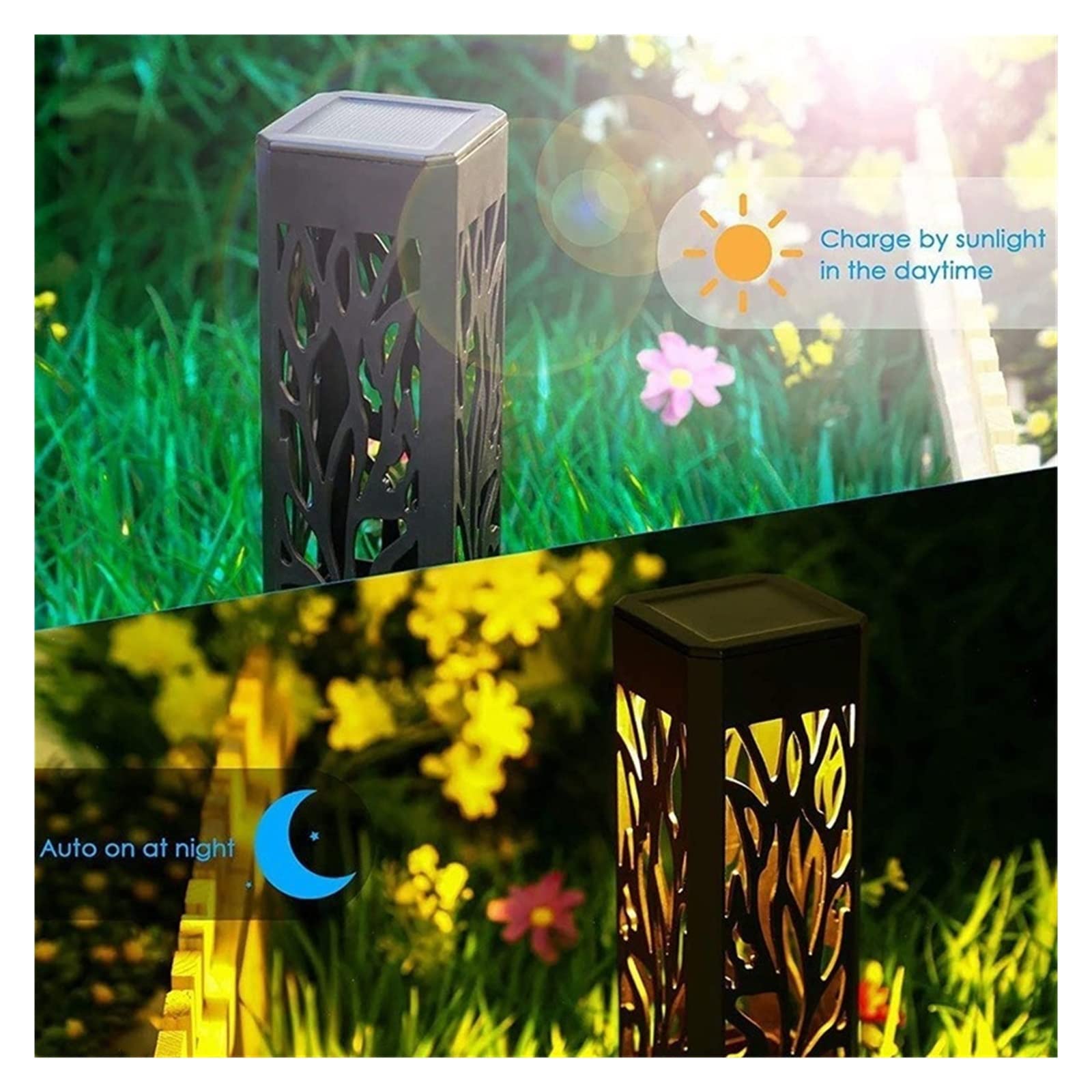 Luci solari per giardino all'aperto Luci solari da esterno con luci a pannello solare Luci da giardino impermeabili Accensione/spegnimento automatico for l'arredamento del patio del percorso del paesa
