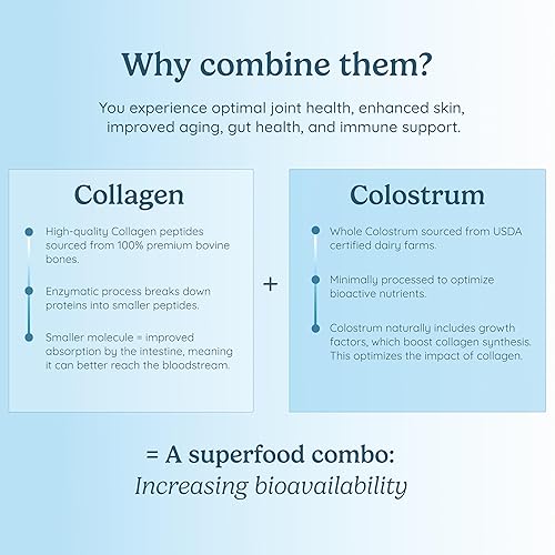 Miniatura 7 de WONDERCOW Polvo de calostro entero + péptidos de colágeno pirdolizados para la salud intestinal, apoyo inmunológico y apoyo para el cabello, la piel
