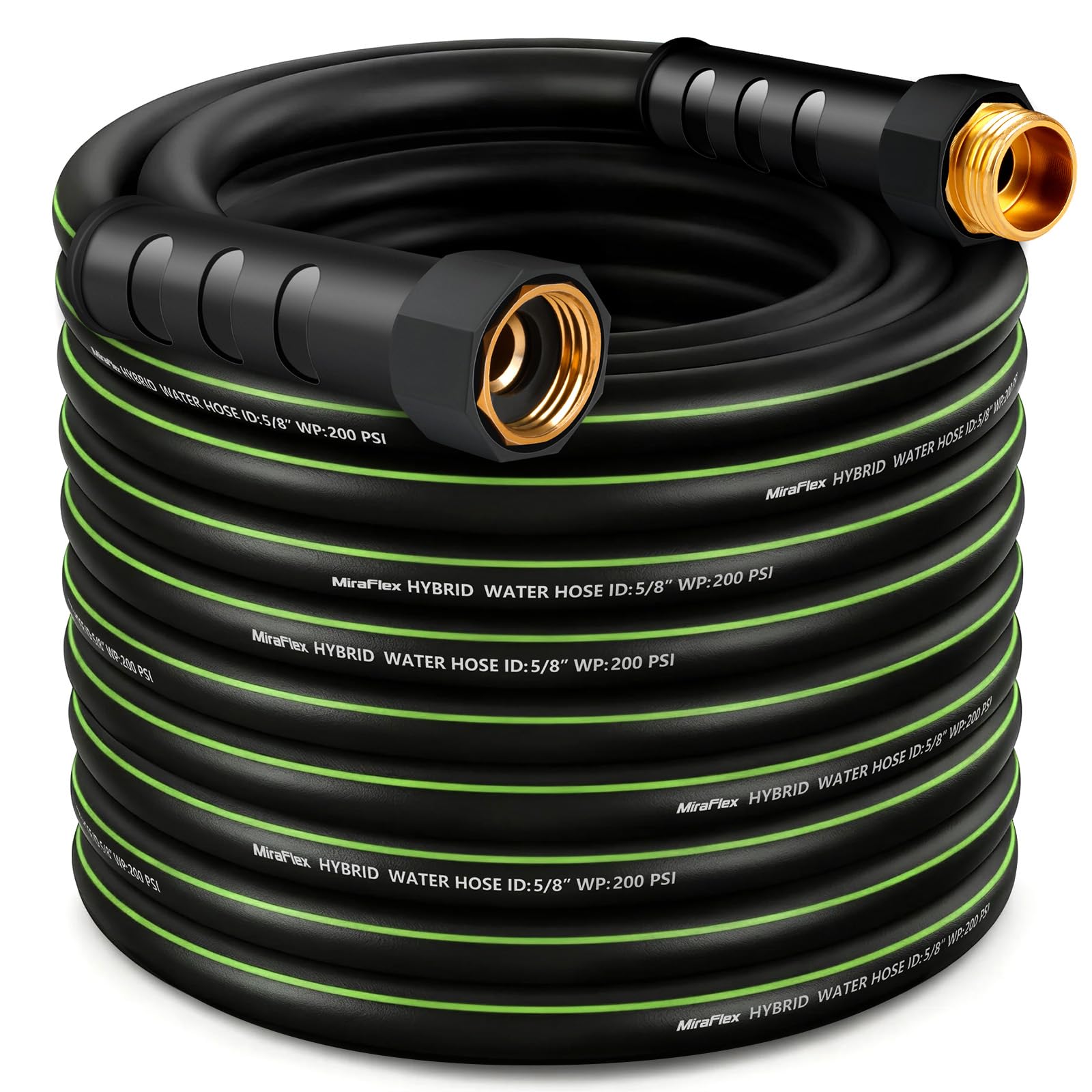 non-expandable garden hose 75ft, lightweight flexible hose, kink resistant, solid brass 5/8" fittings, 200psi working & 600psi burst, ideal for large yard, lawn irrigation