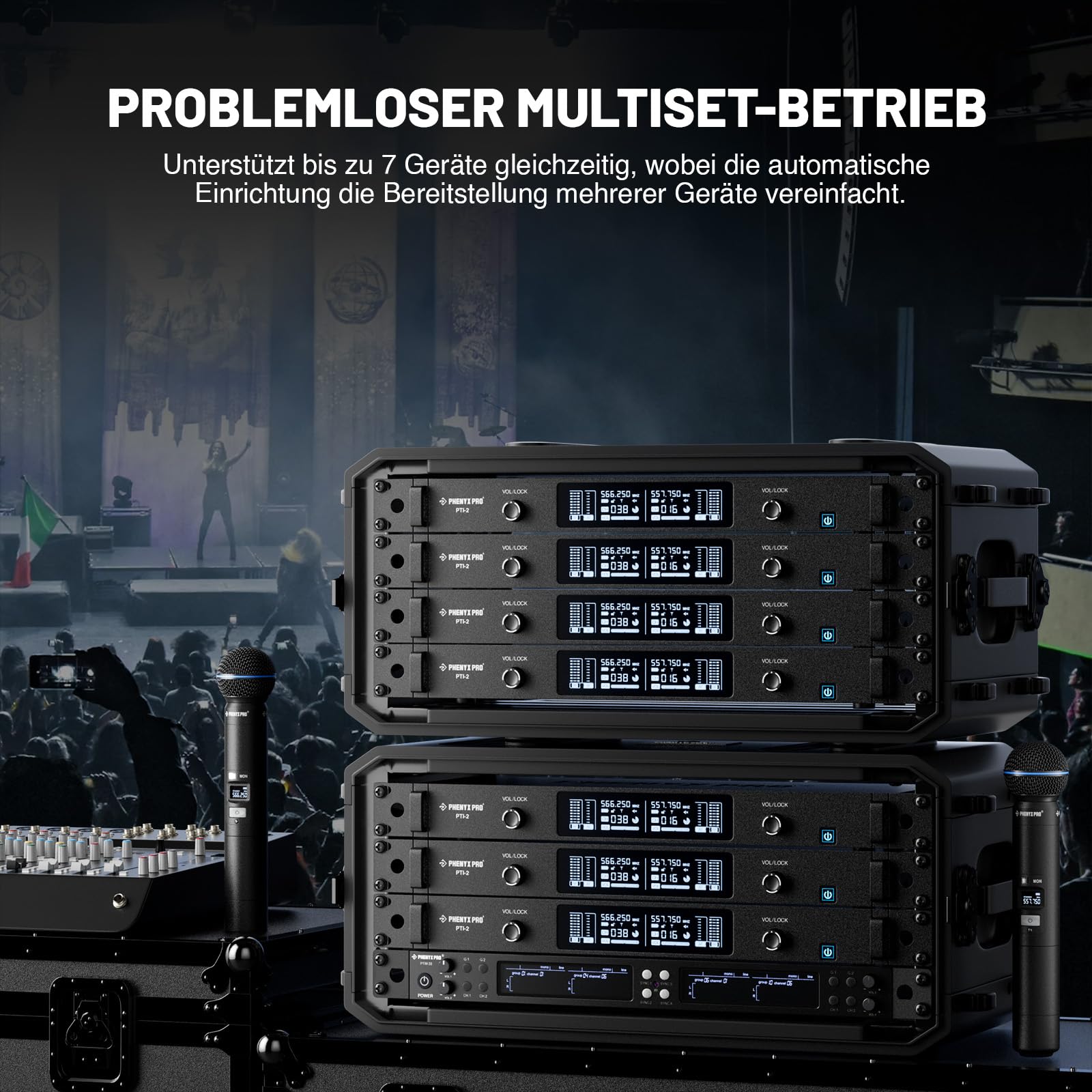 Phenyx Pro Dual UHF Auto Scan Talkback Funkmikrofon-System PTI-2-2H