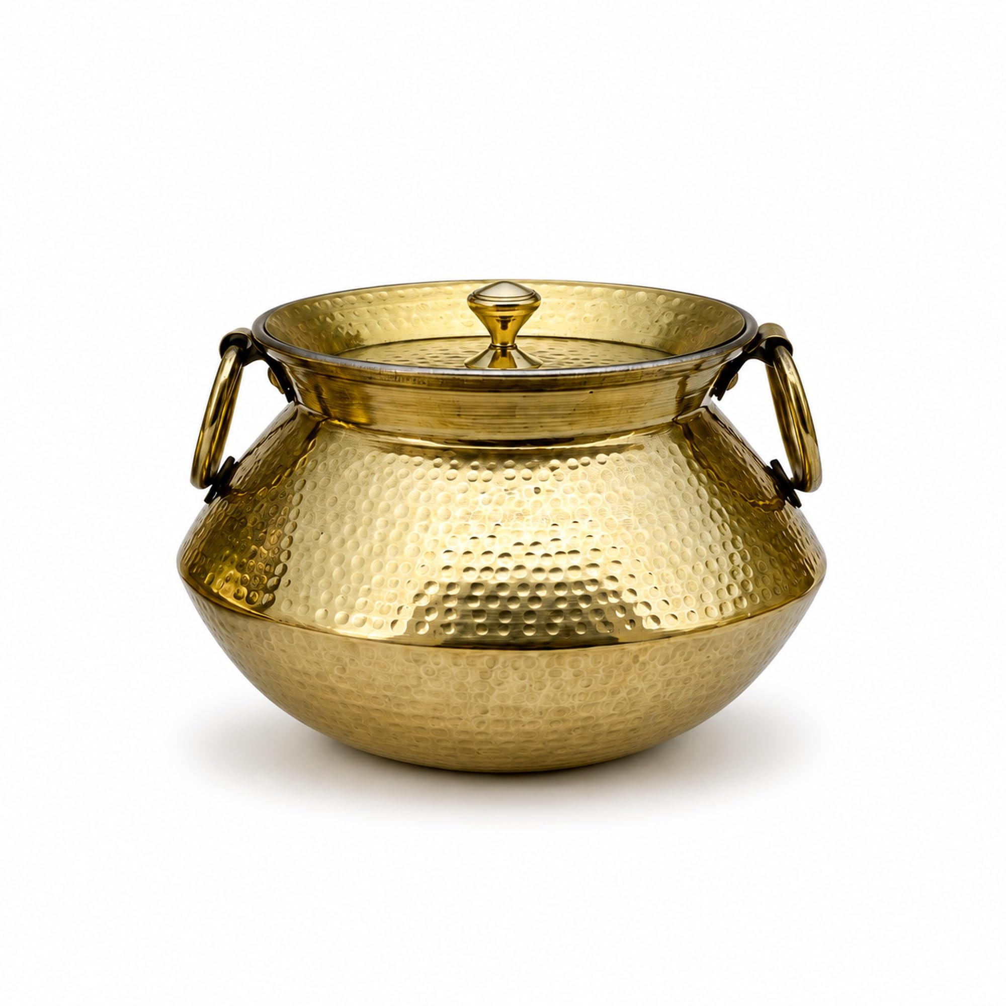 Shiv Shakti Arts Vintage-Style Brass Mughlai Deg Handi with Lid & Ring Handles, 3.5 Litre | Hammered Round-Bottom Pot with Tin Kalai Lining for Biryani, Dal, Rice & Curry-image-35