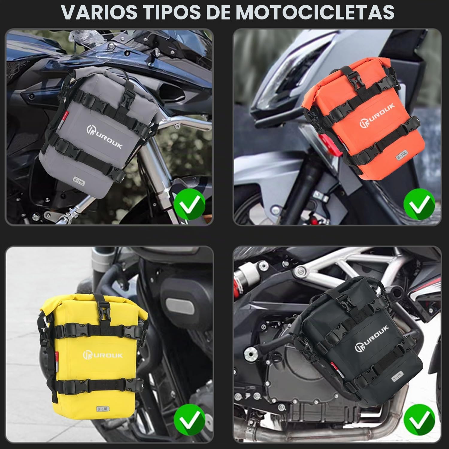 Bolsa Moto Impermeable 8L Bolsa Lateral Parachoques para Moto Bolsa Deposito Motocicleta Bolsa Estanca Deposito
