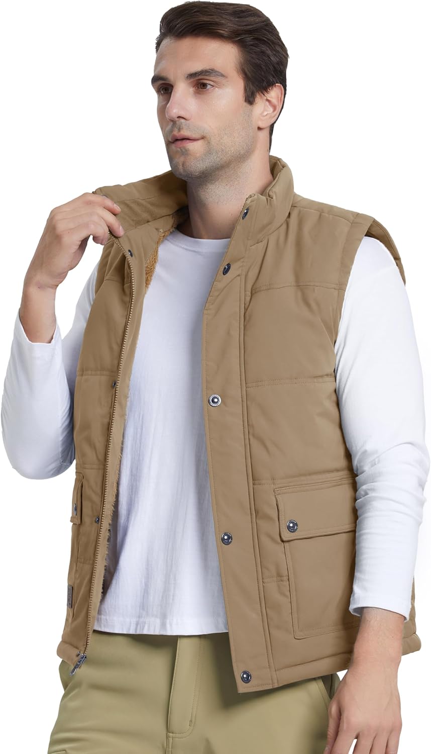 MAGCOMSEN Men's Winter Vest Outerwear Fleece Lined Outdoor Vest Warm Sleeveless Jacket - Image 2
