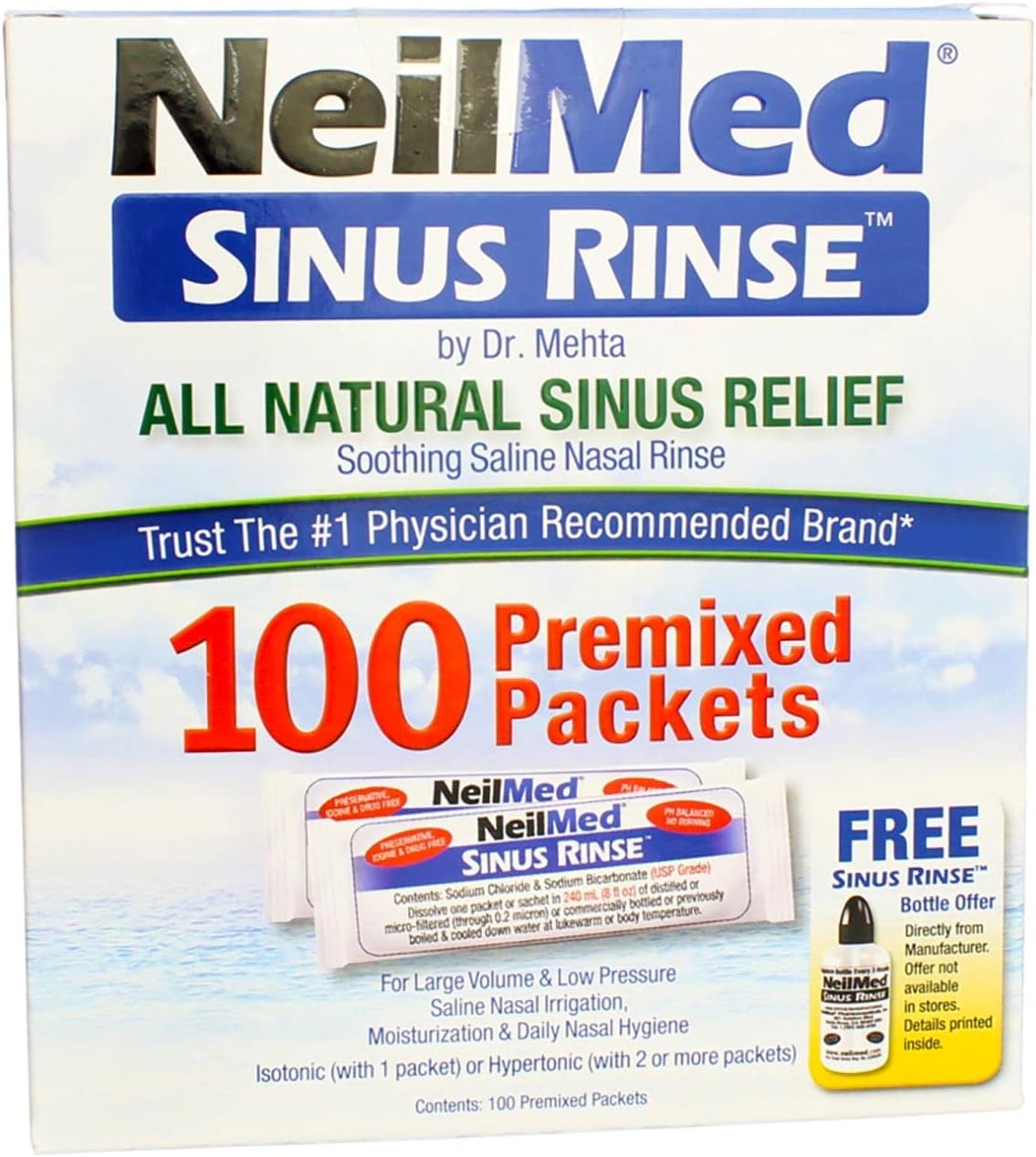 Sinus Rinse Premixed Refill Packets 100 Each (Pack of 6)