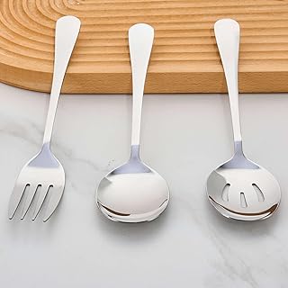 Stainless Steel Spoons and Forks Set - 3 Pcs Serving Spoon