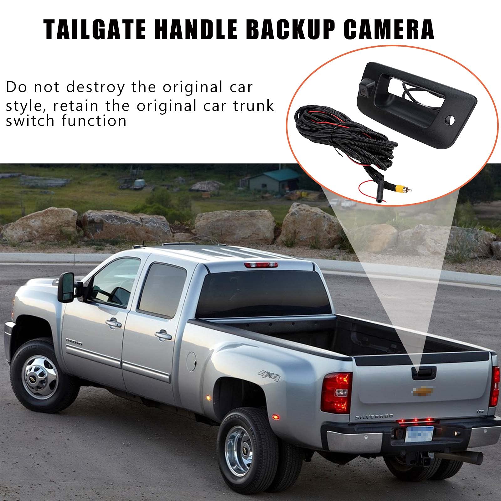 Gagsu Rear View Camera Compatible with Chevy Silverado and GMC Sierra Years 2007-2013 Backup Tailgate Handle Camera, Tailgate Door Handle Replacement Backup Camera