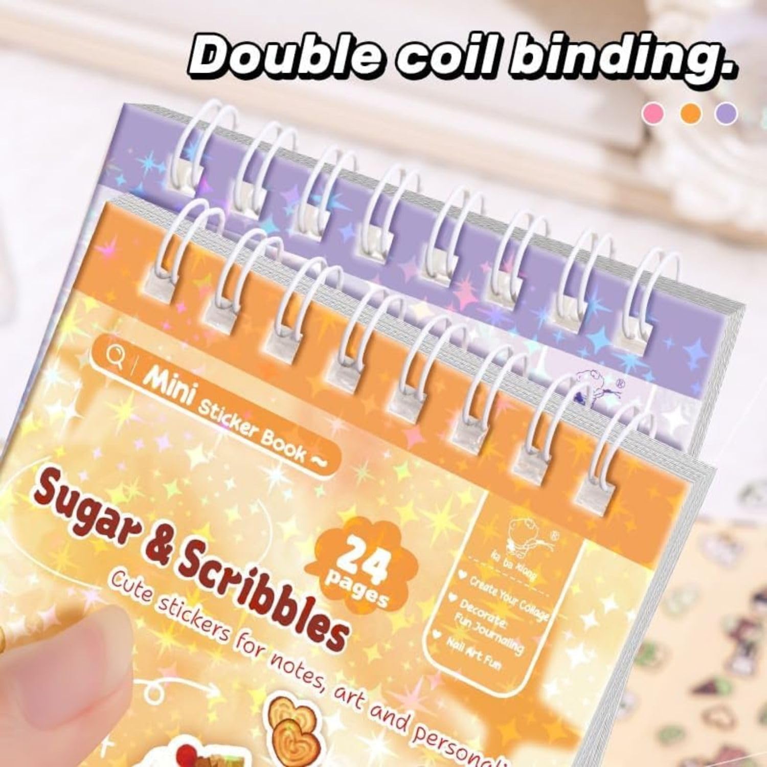 FunBlast Set of 3 Mini Sticker Books with Craft Tweezer - 72 Sheets/4320+ Stickers, Kawaii Glitter Sticker Book for Nail Arts, Scrapbooking, Journaling, DIY Craft, Planner Decoration Stickers — Amazon image 7