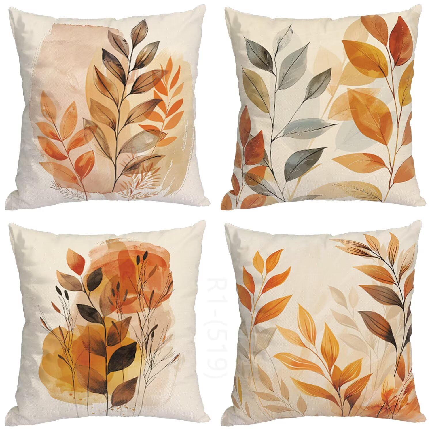 Cuscini Divano Foglia Federe Cuscino Divano 50x50 Copricuscini Federe 4 Pack Marrone Cuscini Decorativi, con Cerniera Invisibile Fodere Cuscino per Giardino Soggiorno Camera Decorazioni Casa H2-519