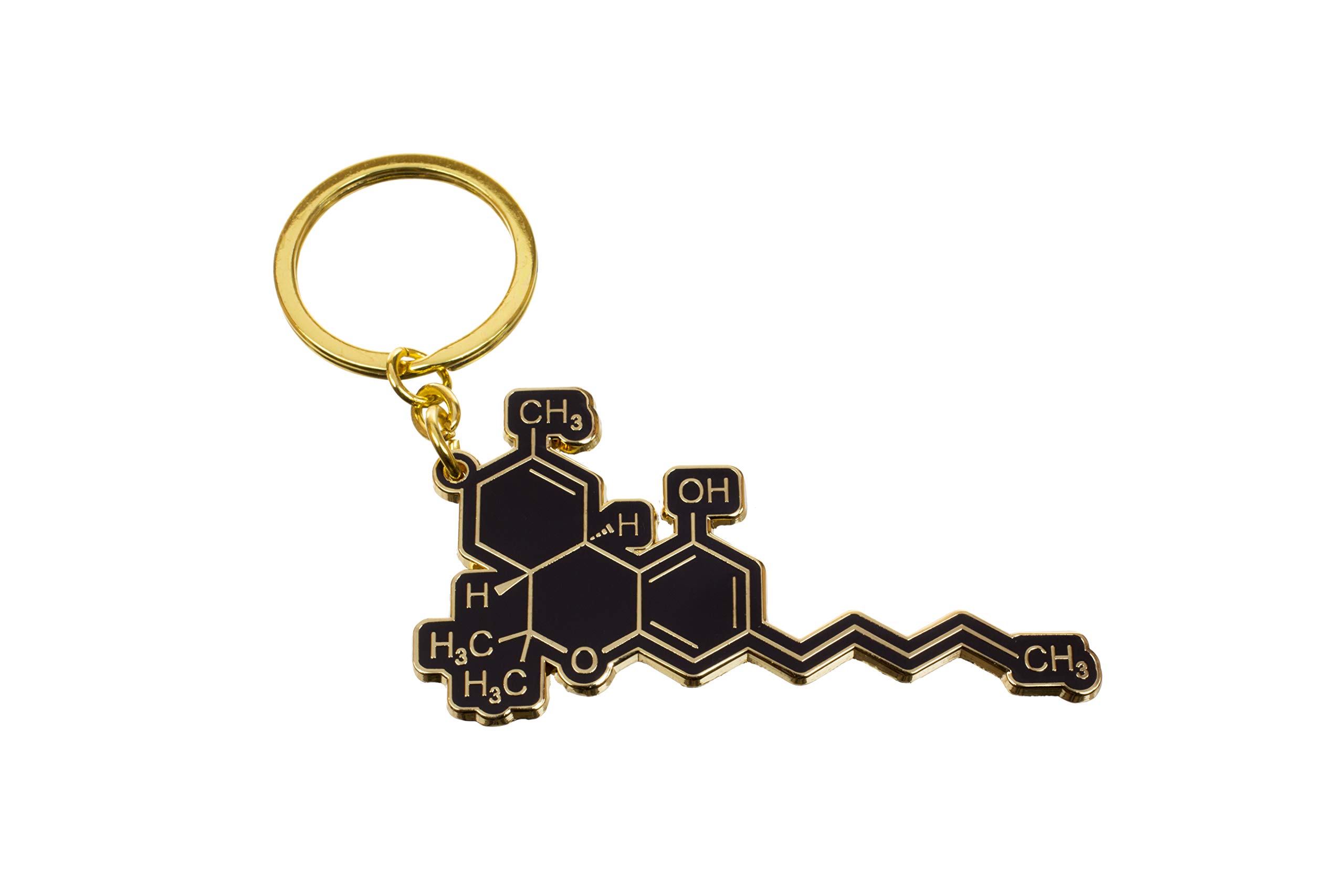 Jungle Empire Men's Gold Thc Molecule Keychain - Unisex Cannabis Gift & Weed Present For - Black, Keyring - The Happiness Molecule