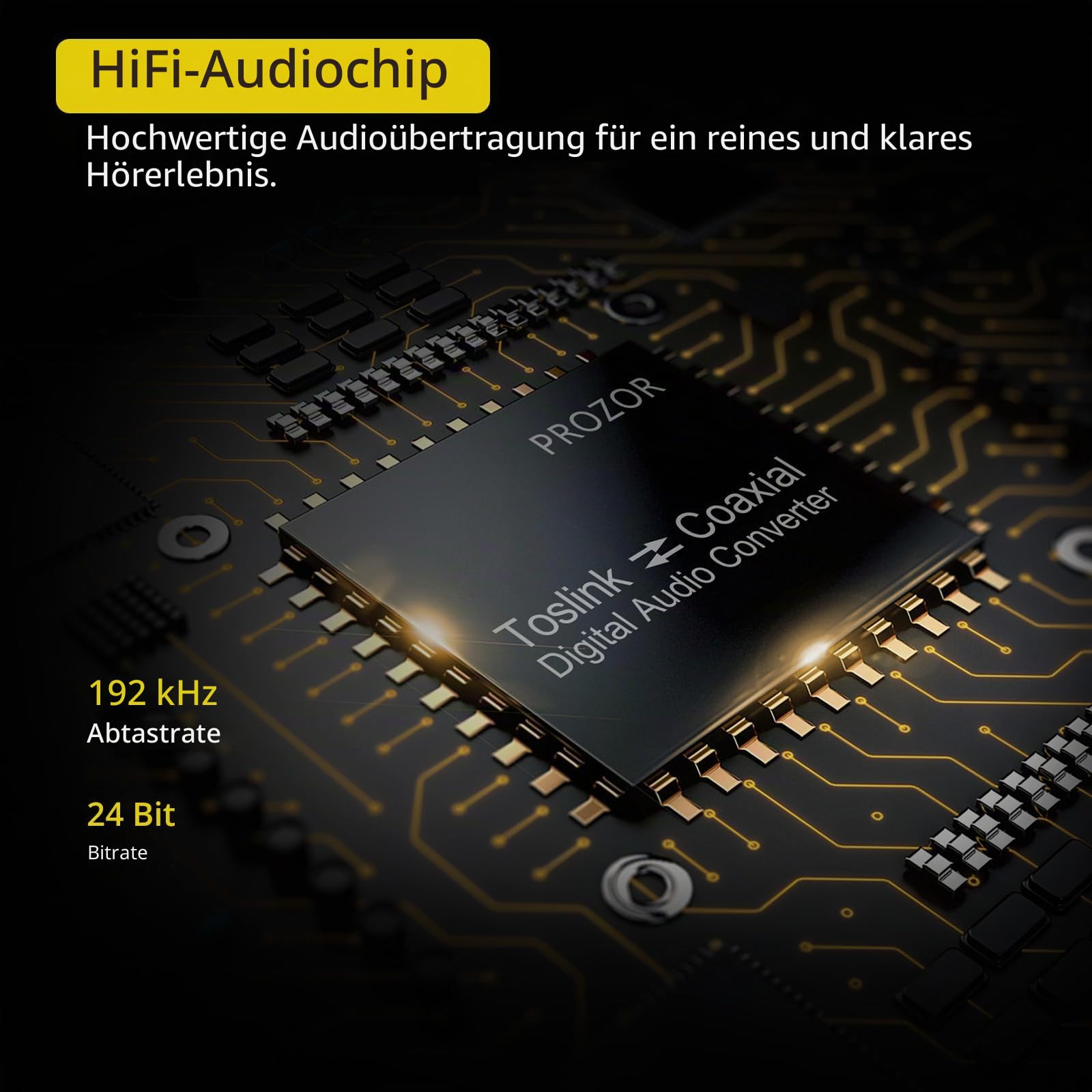 PROZOR Optisch Koaxial Bidirektional DA Wandler Digital Audio Konverter DAC Toslink SPDIF Coaxial Bidirektional Audio Adapter Splitter, DTS/Dolby-AC3 192 KHz