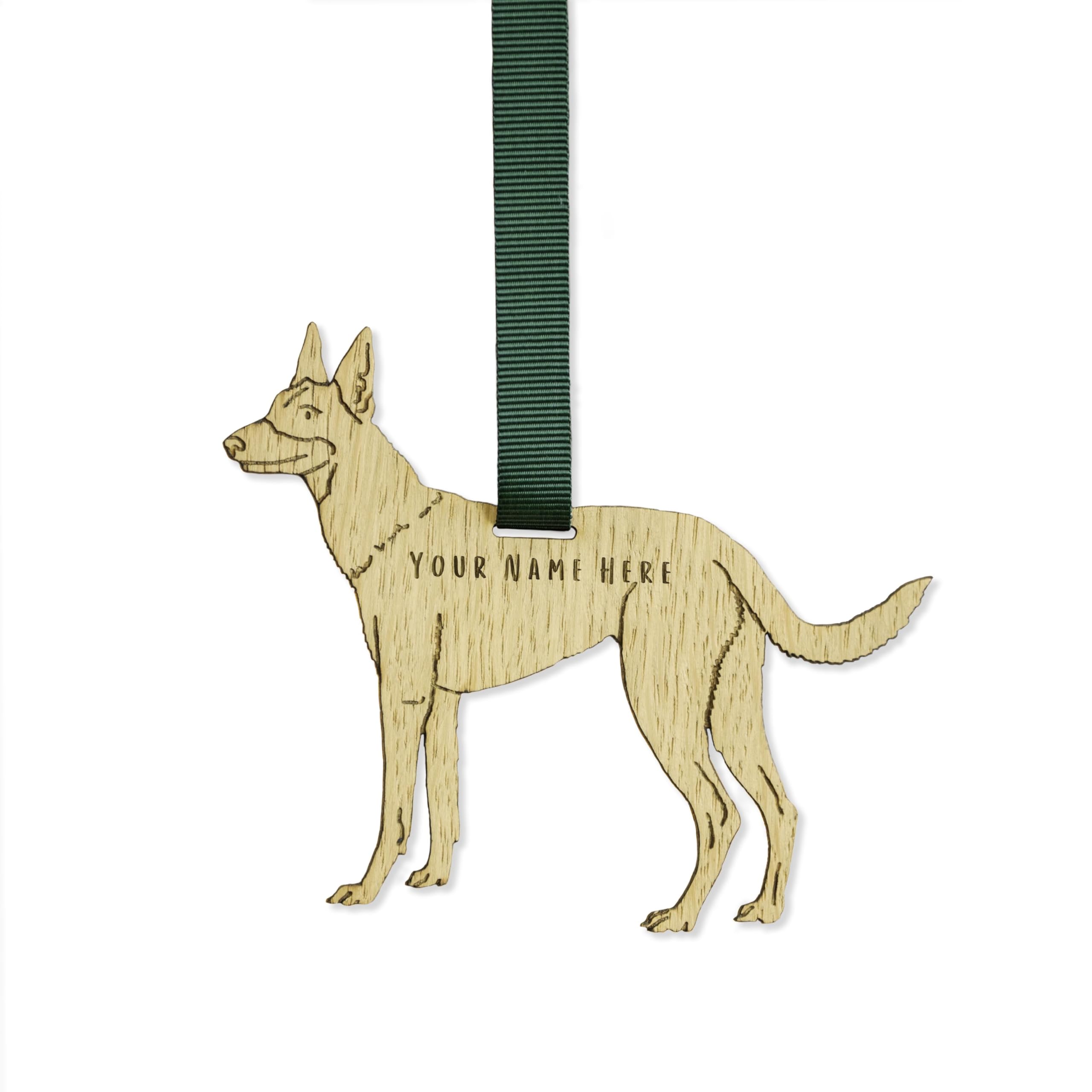 "Manta Makes Personalised Dog Christmas Decorations, wooden dog lover gifts for dog lovers, range of over 50 breeds, personalised pet memorial gifts, best dog Mum gifts (Belgium Malinois)" โ image 1
