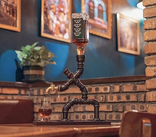 Miniatura 5 de Dispensador de licor hecho a mano, decoración de pipa steampunk, soporte para whisky industrial, estilo rústico, accesorios de bar para arte de bar