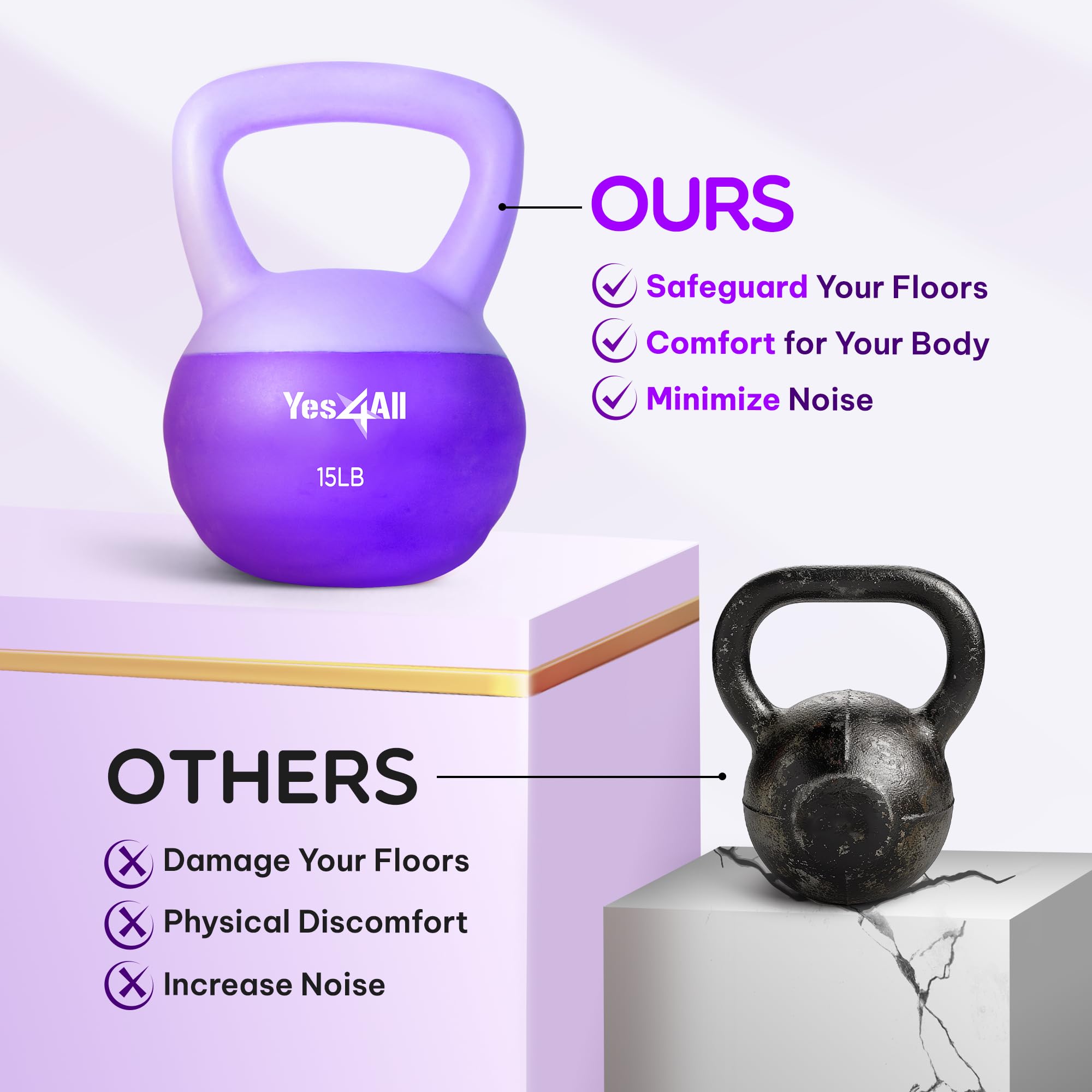 Yes4All Kettlebell Soft - 6,8 kg - Viola