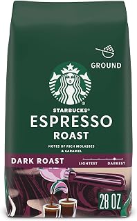 Starbucks Espresso Roast Ground Coffee, Dark Roast, 100% Arabica, 28 oz Bag - Bold Molasses & Caramel Notes