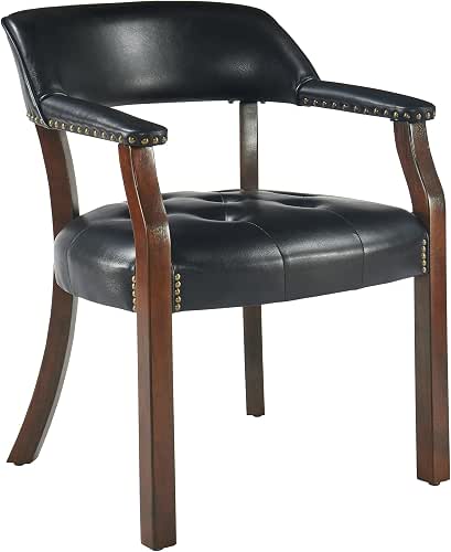 LEEMTORIG Faux Leather Dining Chairs with Arms, Solid Wood Dining
