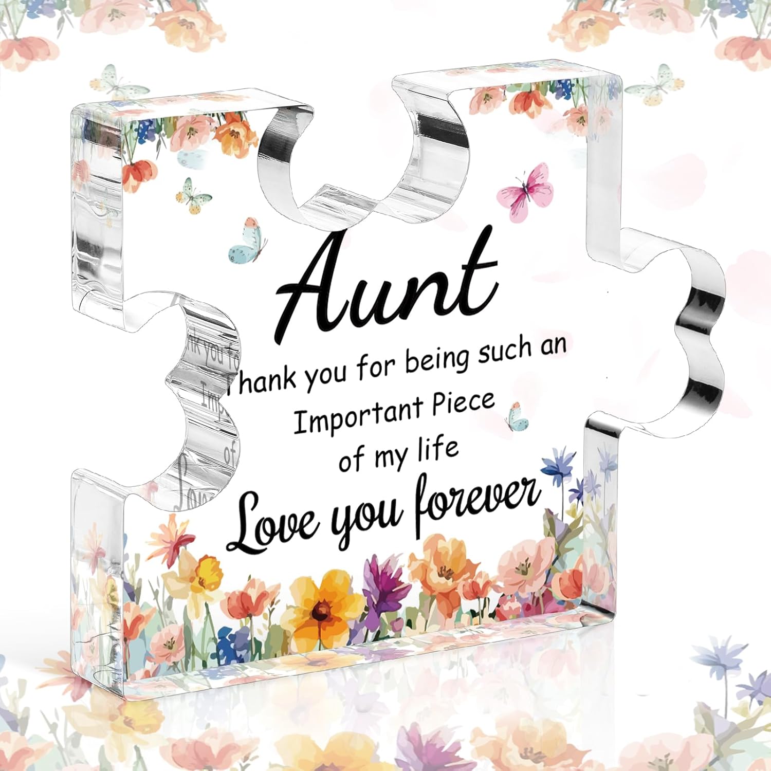 Funnli Aunt Birthday Gifts Acrylic Plaque, Valentines Day Christmas Mothers Day Gifts for Aunt Auntie, Aunt Birthday Gifts from Niece Nephew, Best Aunt Ever Gifts 3.35 x 2.76 Inch Desk Decorations - Image 9