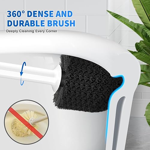 Miniatura 4 de Juego de 2 cepillos y émbolo para inodoro, juego de 2 cepillos para inodoro y émbolo de inodoro resistente con soporte ventilado, combo de cepillo