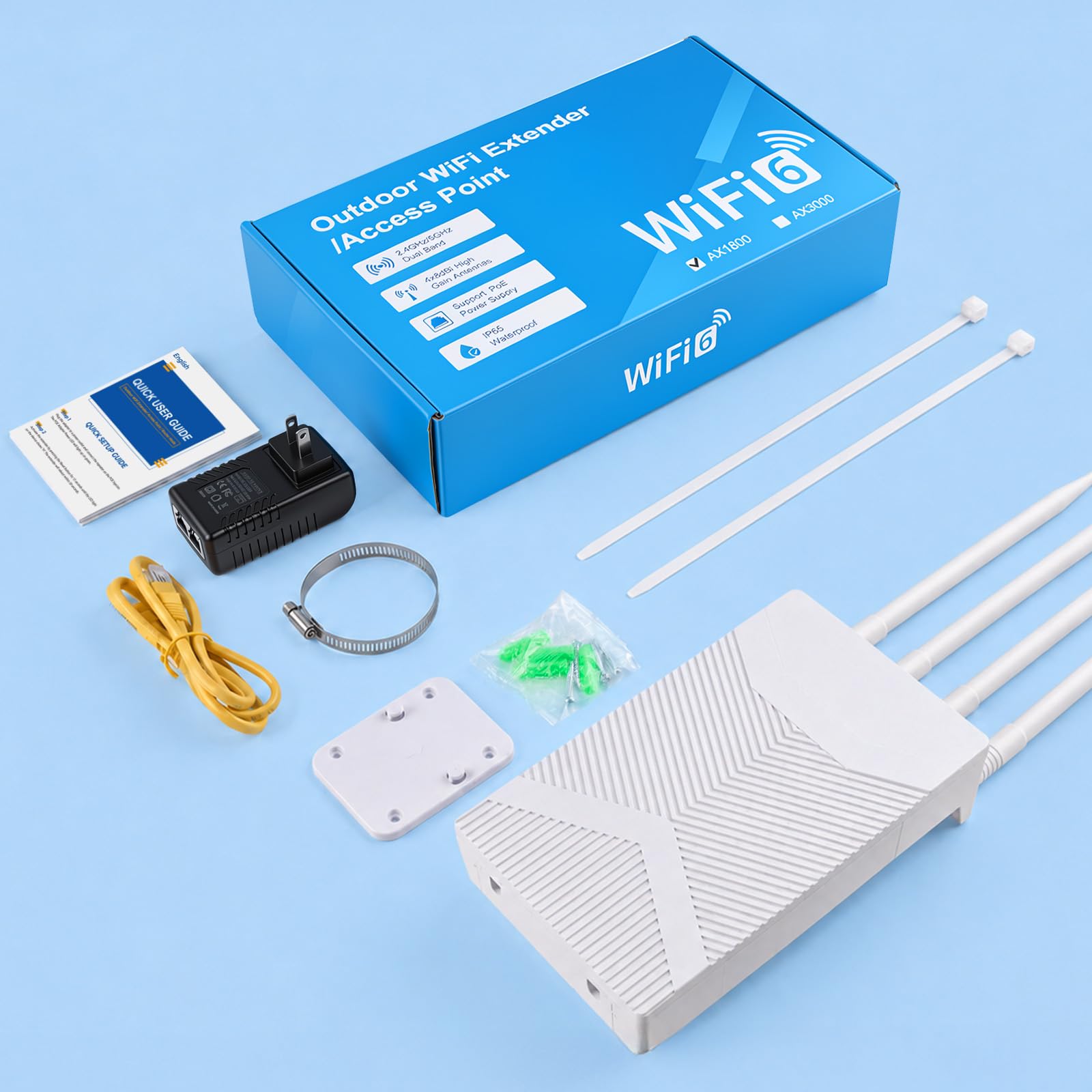 Outdoor WLAN Repeater, 1200Mbps WLAN Verstärker Outdoor mit Gigabit Anschluss, IP67 Wetterfester Dualband Wireless Access Point für Außenbereich Kameras, Gärten, Innenhof, Parkplätze