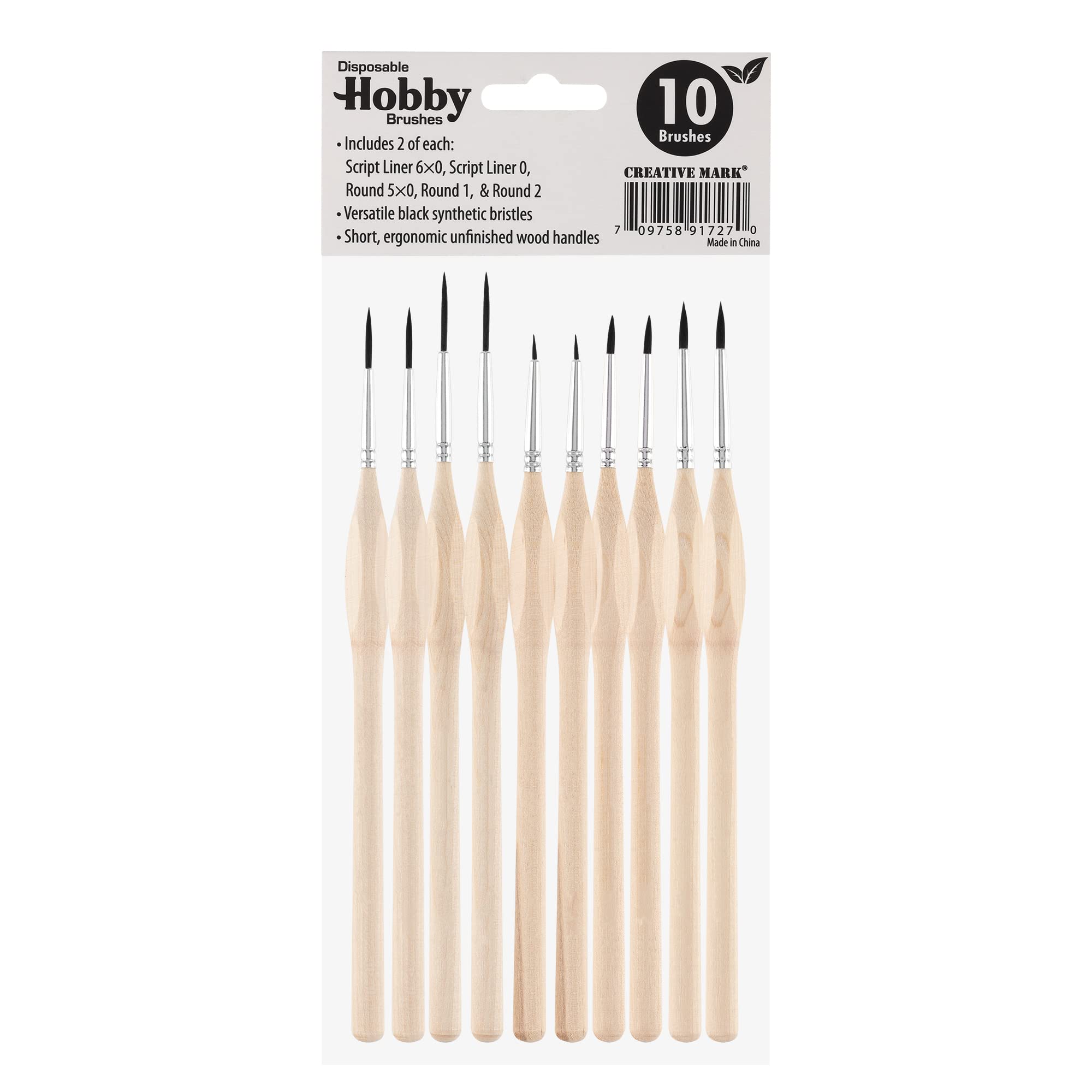 Creative Mark Einweg-Detail-Pinsel – Einweg-Hobby-Pinsel für den einmaligen Gebrauch, Malerei, Pommissionen, Lehrer, Klassenzimmer und mehr. – Set mit 10 Stück