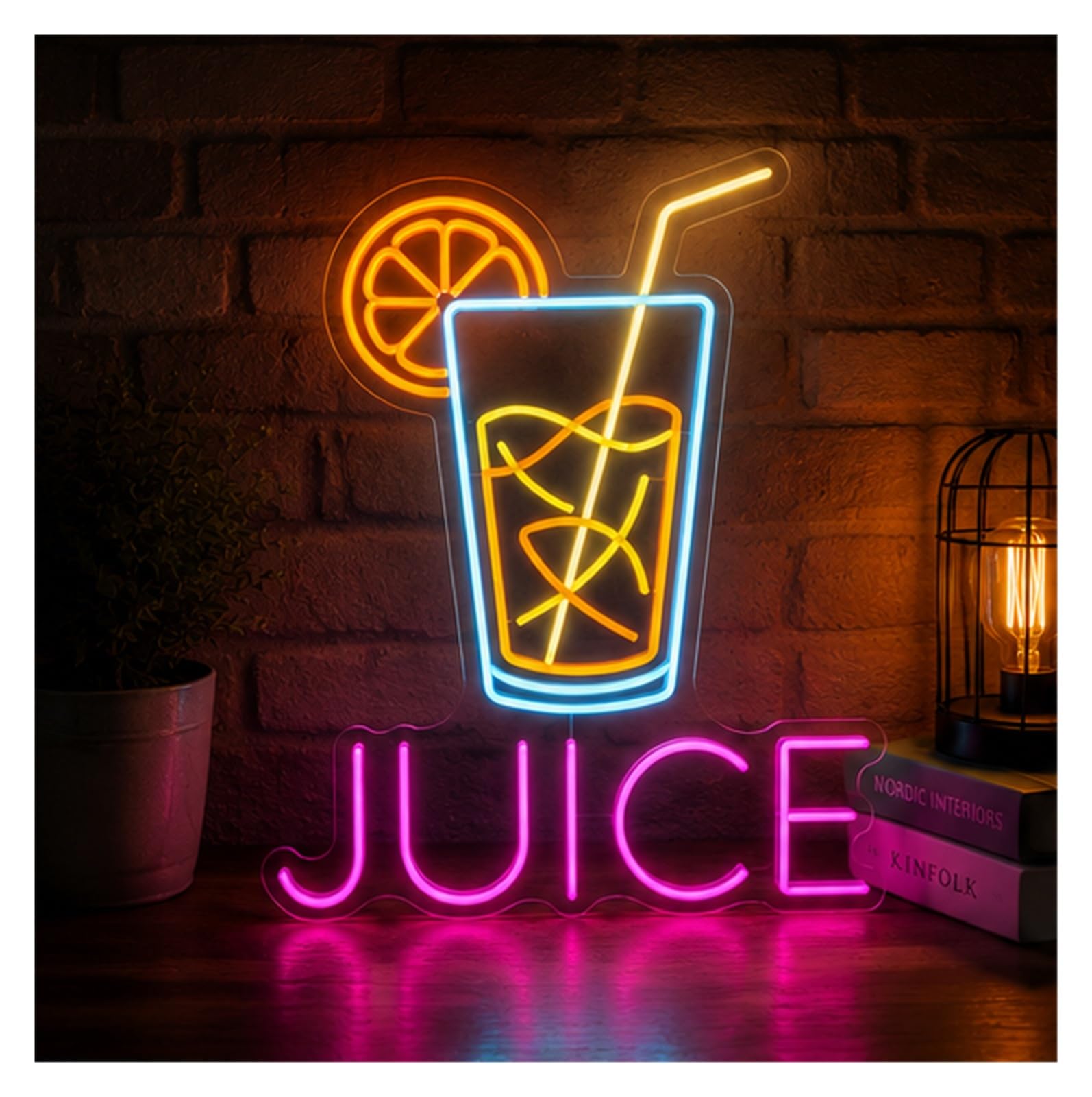 Decoración Lámparas Jugo Fresco Letreros De Neón | Health Cafe Cocina Tienda de bebidas Tienda de bebidas 50cm/19.69in