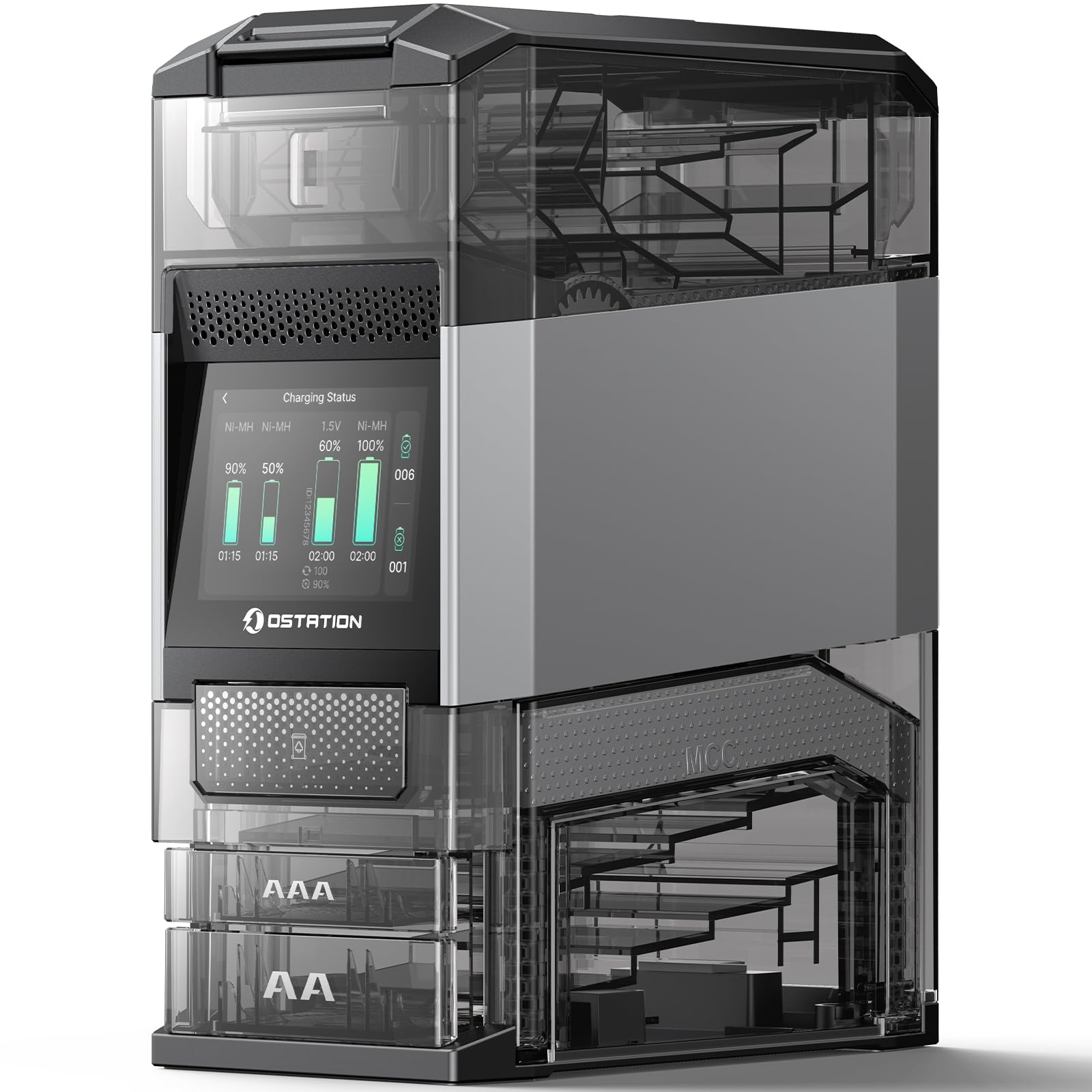 Ostation 2 Pro AA AAA Ladestation, 3 in 1 Touchscreen Ladegerät