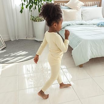 Pastel Span Organic Cotton Pajamas for Big Girls, Toddler Girls, Ultra Soft Long Sleeves