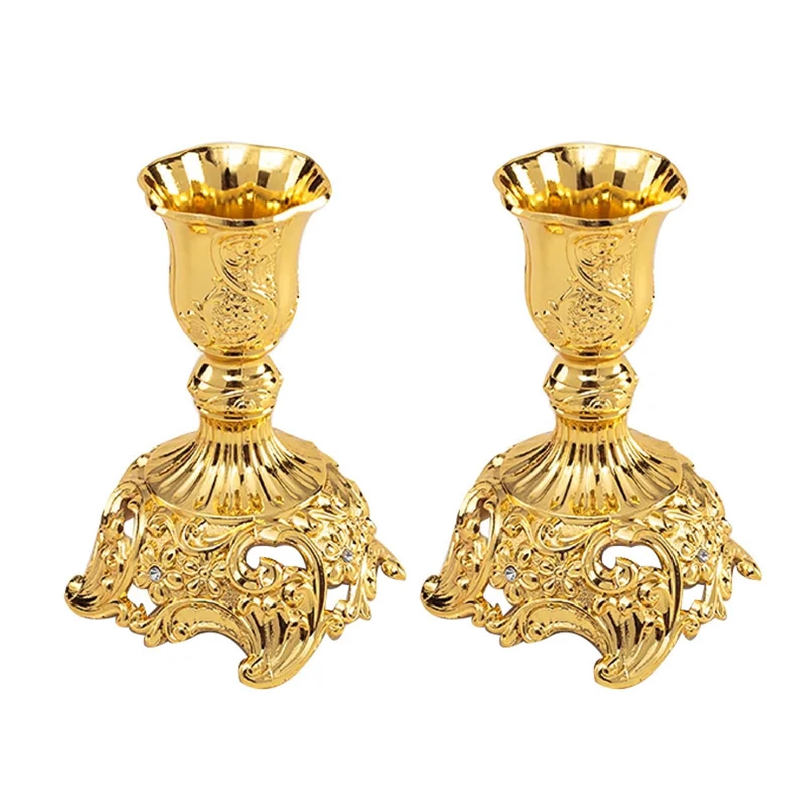 2Pcs Candle Holder Candlesticks For Candles Gold Silver Metal Stand Wedding Table Home Decoration(Gold-10cm)