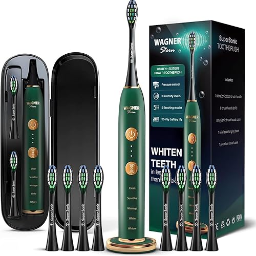 Wagner Stern Edición WHITEN+. Cepillo de dientes eléctrico inteligente con sensor de presión. 5 modos de cepillado y 3 niveles de intensidad, 8