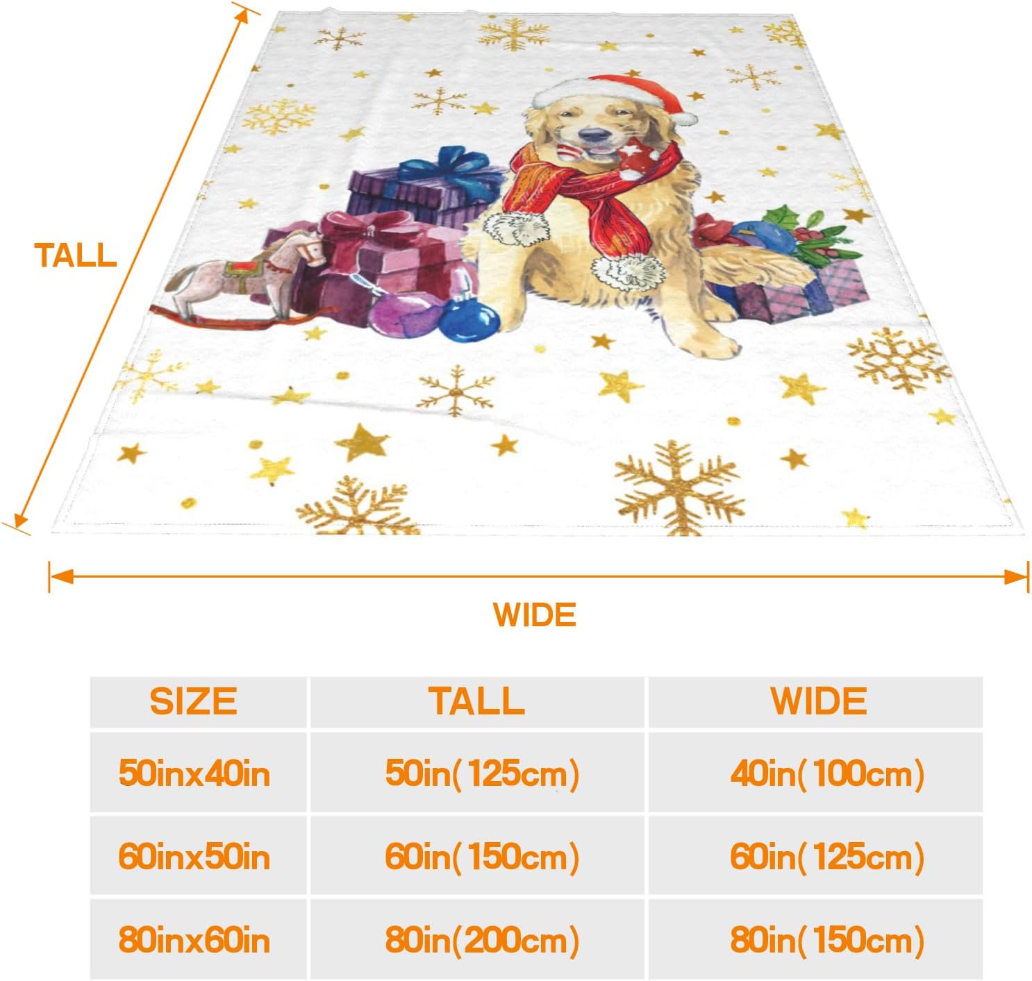 JOOCAR Christmas Golden Retriever Throw Blanket Funny Dog Blanket Winter Festival Gift Cozy Soft Lightweight Flannel Plush Blankets for Bed Couch Living Room Sofa Chair,60x80 Inch