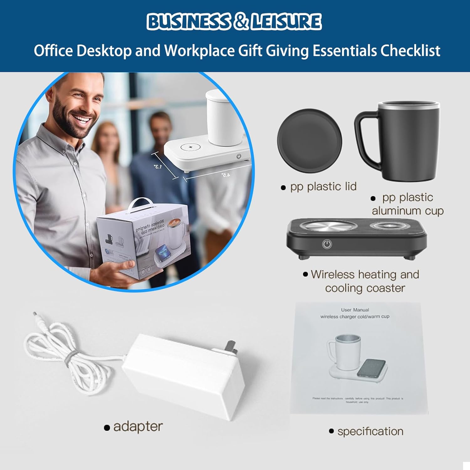 Coffee Mug Warmer, 3-in-1 Multi-Function Heating and Cooling Smart Coffee Mug, for Office Home, for Beverage, Tea, CoffeeBlack,