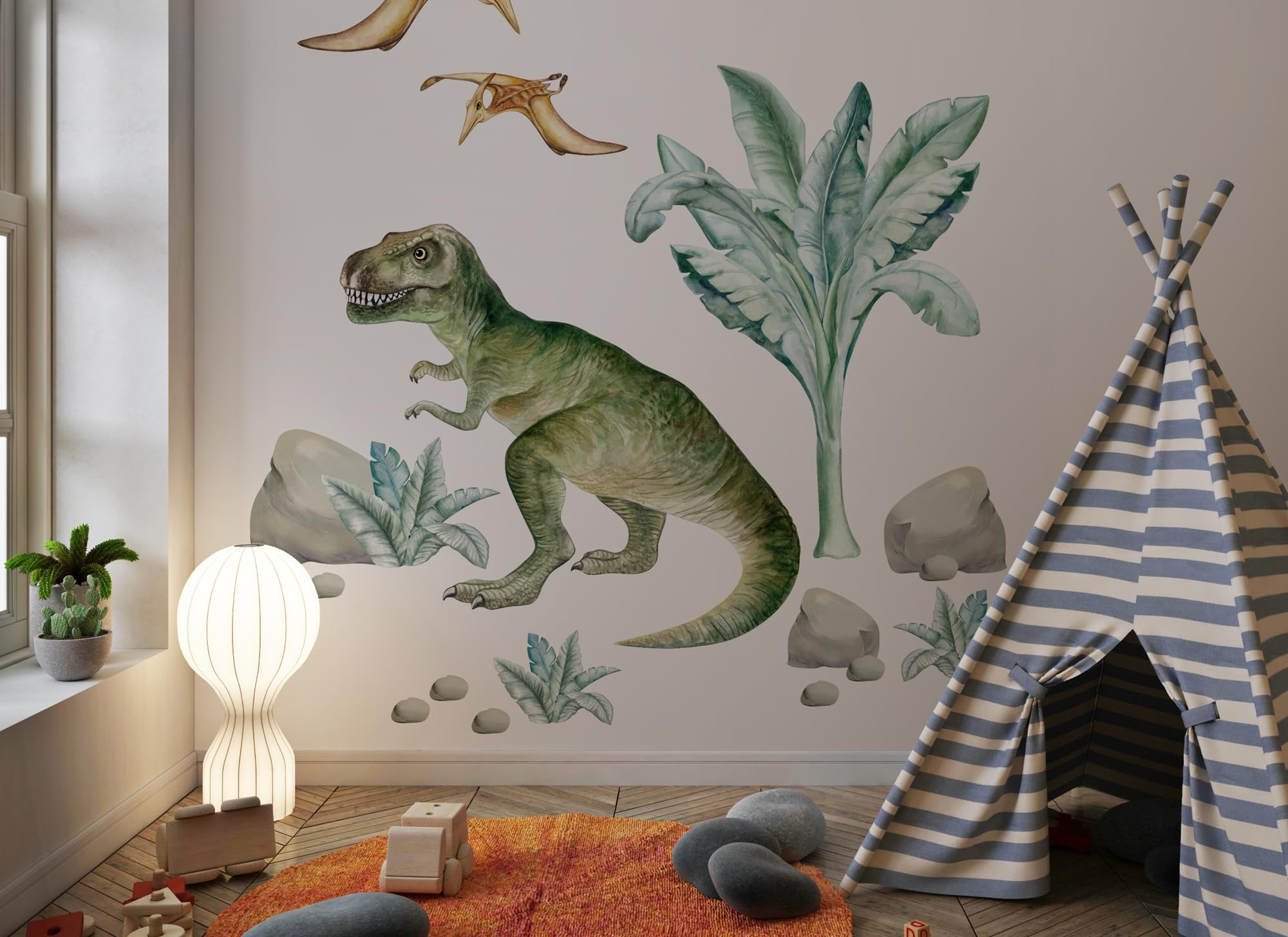 Naklejka na ścianę dinozaury I obraz na ścianę I T-rex chłopiec pokój dziecięcy dziewczynka naklejka Osomhome os3269 (180 x 120 cm)