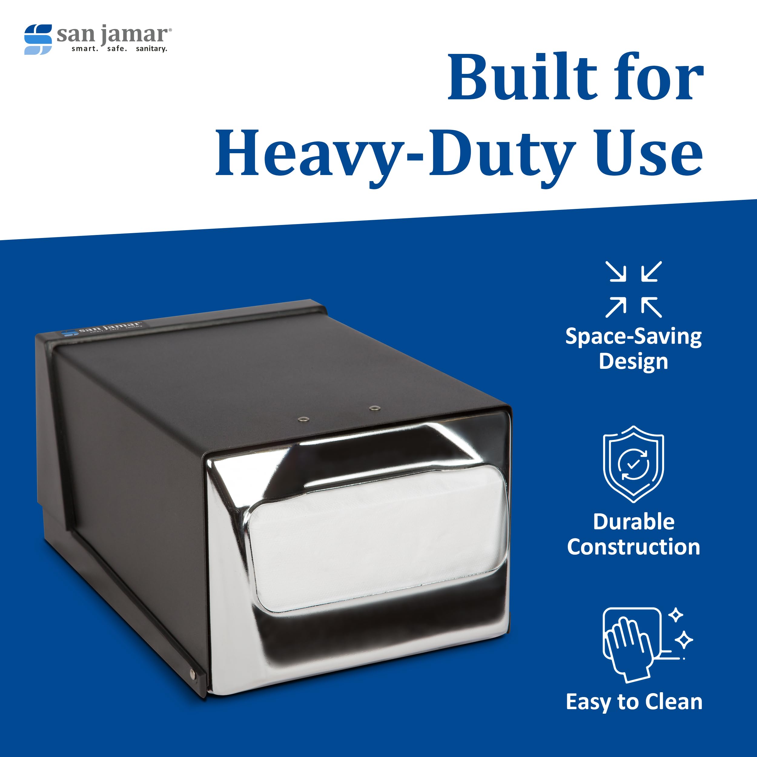 San Jamar h3001bkc encimera servilleta dispensador, 7 5/8 W x 11d X 5 1/2H, Capacidad: 300 servilletas, color negro