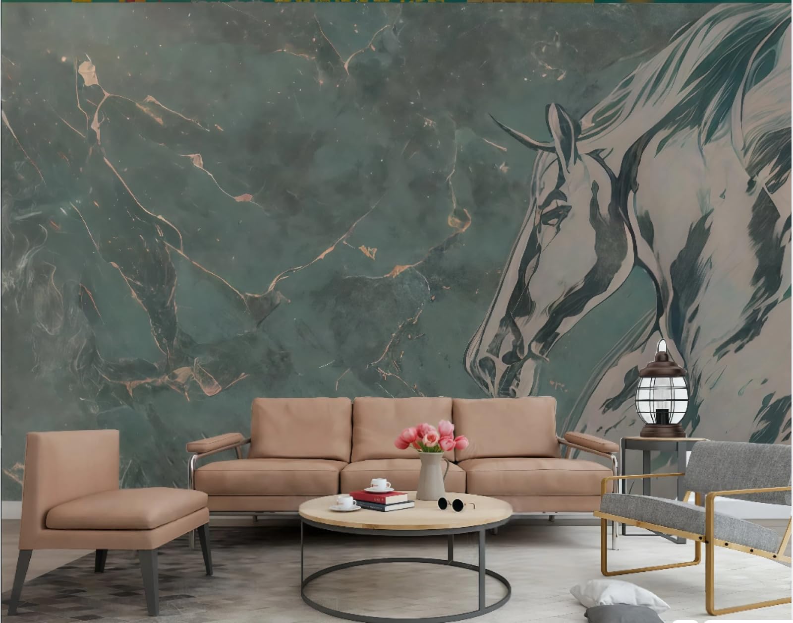 Papier peint graffiti cheval abstrait moderne 200x140cm pour décoration murale de salon