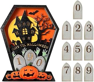 Wooden Halloween Advent Calendar - 2023 Halloween Coffin DIY Advent Countdown Calendar,Multi-Purpose Decoration Supplies for Home, Haunted House, Halloween Party Stronrive