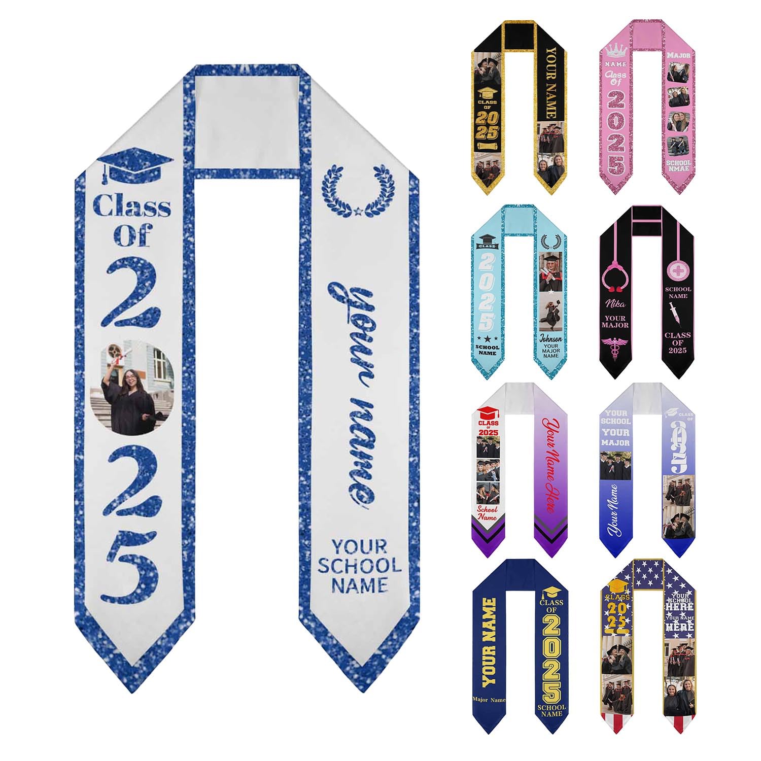 Faroishta Custom Graduation Stole Class of 2026 Customized Congratulations Sash with Photo Name School Graduation Gift 70.8”