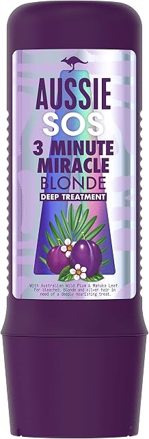 Aussie SOS 3 Minute Miracle Blonde Hair Vegan Deep Treatment Hair Mask, For Blonde Hair In Need of Nourishment, With Australian Wild Plum & Manuka Leaf, 225ml