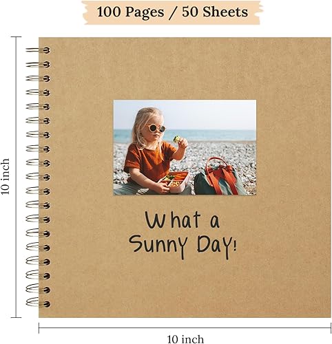 Vista 25 de Álbum de recortes de 8 x 8 pulgadas, álbum de recortes de papel kraft de tapa dura, álbumes de fotos, 40 páginas, perfecto para fotos de 4 x 6 / 5 x