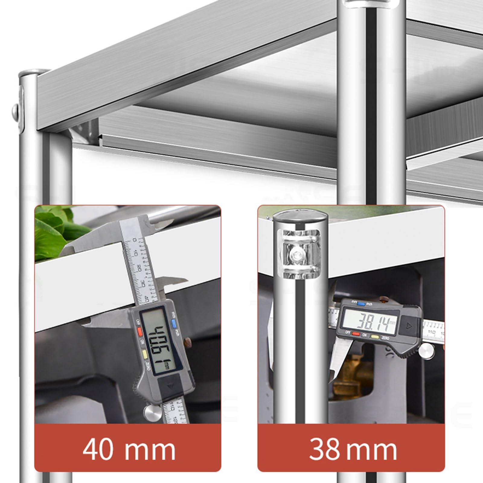 Mesa de preparación de cocina comercial de acero inoxidable, mesa de trabajo de metal de un solo nivel con fijación triangular con bisagras, estante de almacenamiento abierto resistente, estable y