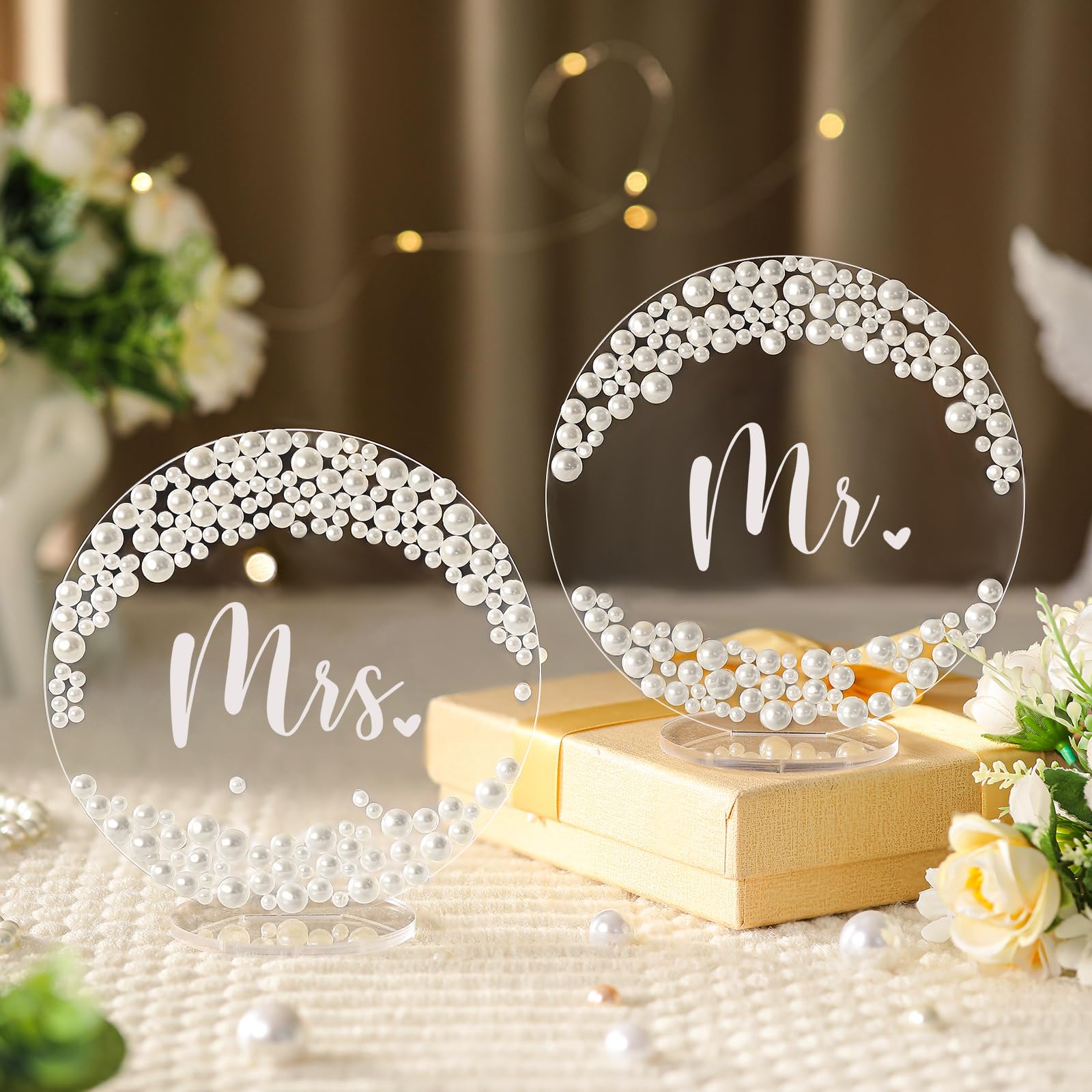 Amazon.com: Jingmore 2 Pcs 6 Inch Mr and Mrs Table Sign for