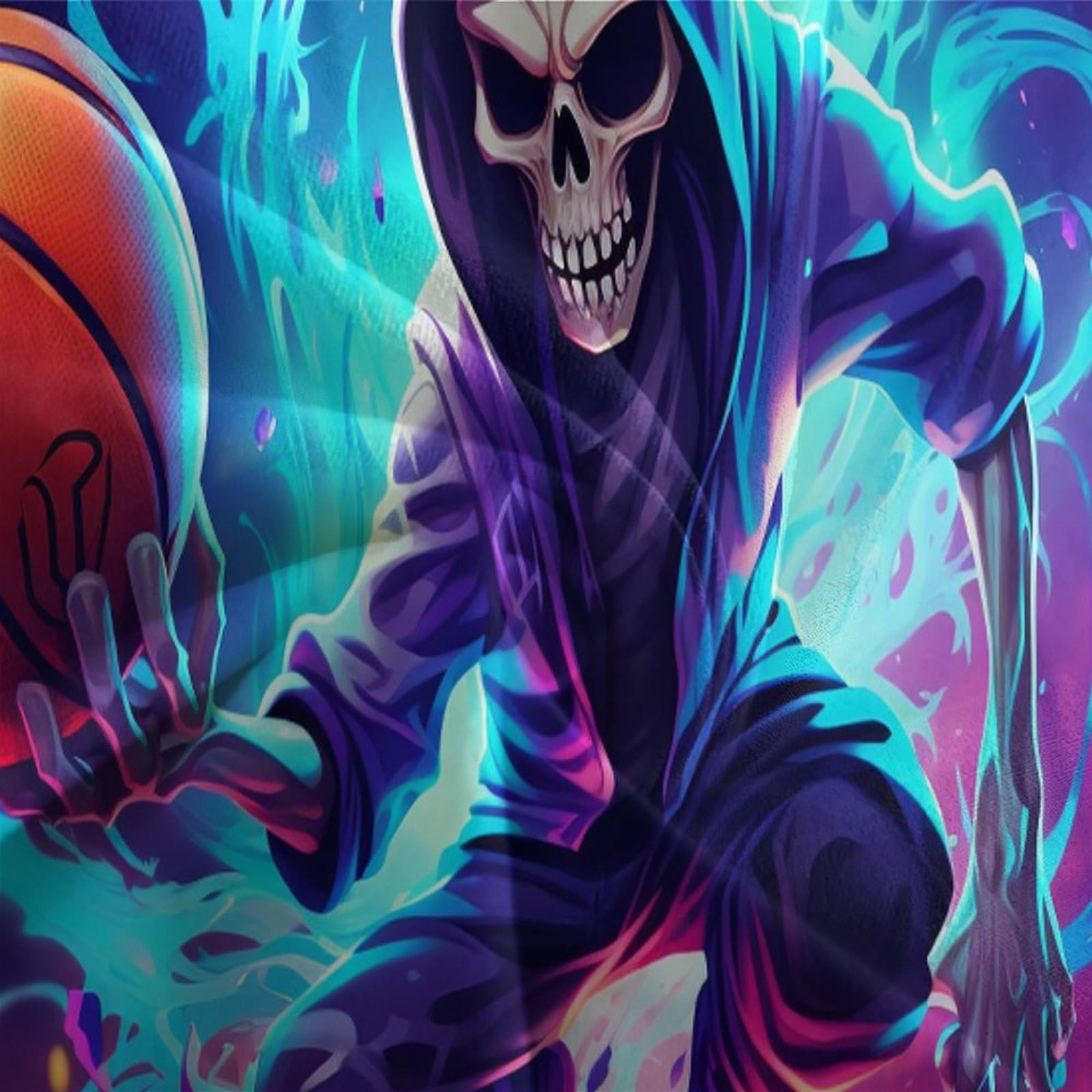 Baloncesto esqueleto Set Di Biancheria Da Letto Da 3 Pezzi in Microfibra Copripiumino Con Federe Morbida, Resistente,Anime Traspirante Copripiumini King（220x240cm）