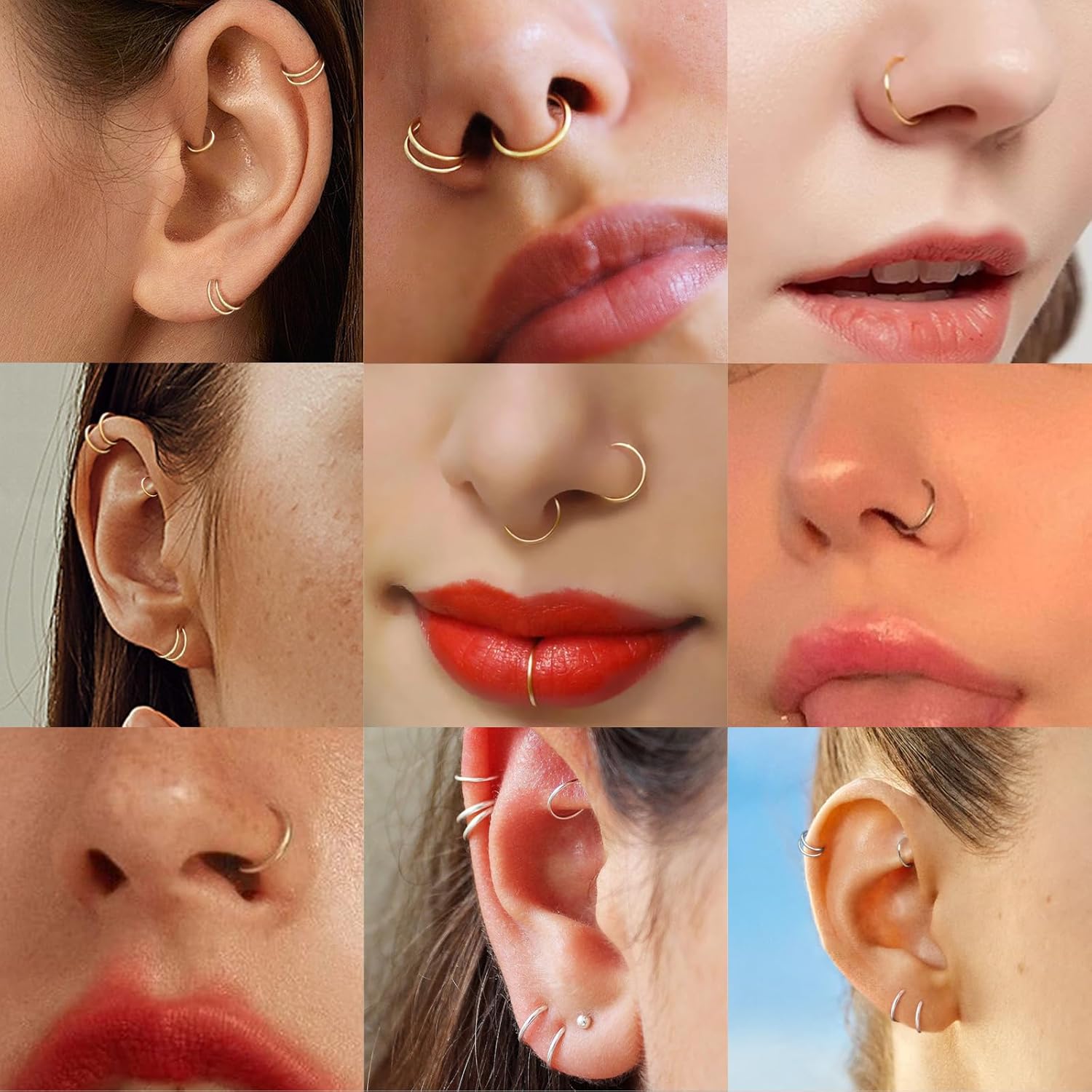 4PCS 316L Surgical Steel Septum Nose Rings Piercings for Women Men Helix Piercing Jewelry Conch Hypoallergenic Dainty Hoop Earring Pack - Image 7