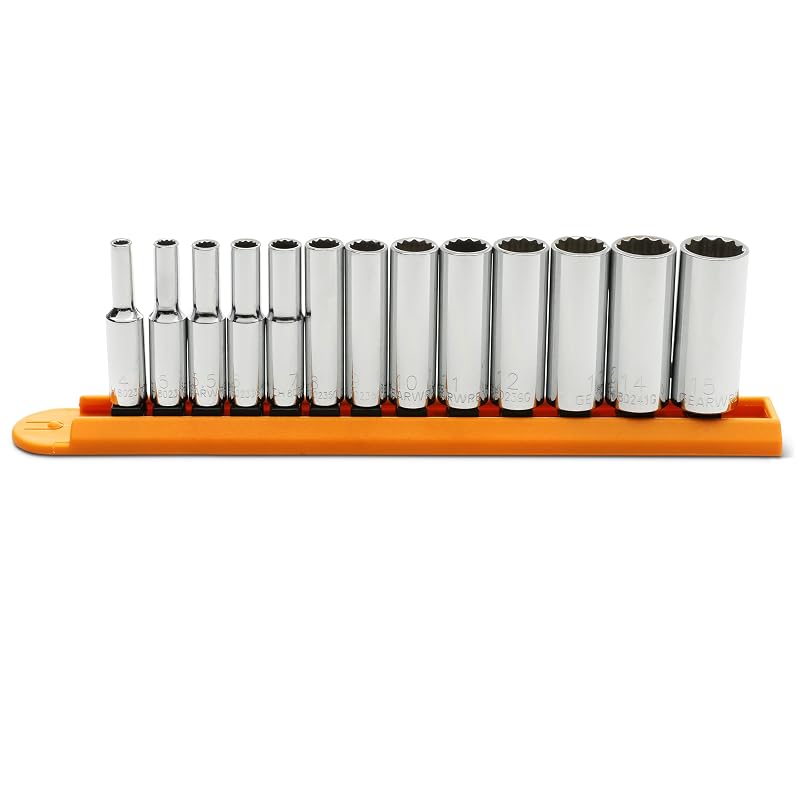GEARWRENCH Jogo de Soquetes Profundos Métricos com 13 Peças, Encaixe de 6,35 mm (1/4 pol.), 12 Pontos – 80308