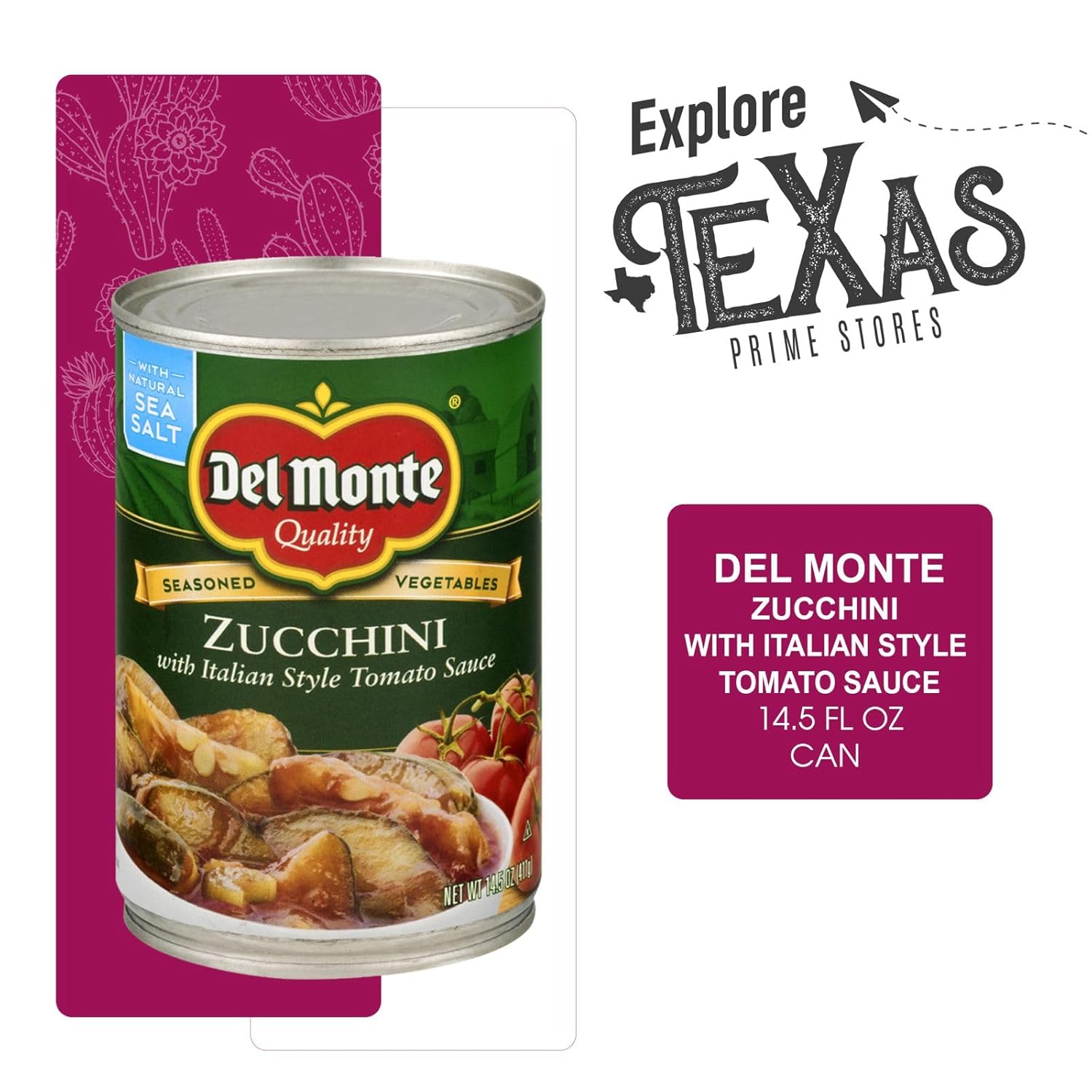 Del Monte - Lavinia Essentials Bundle: 12- Pack of Zucchini Italian Style Tomato Sauce Canned Vegetables 14.5 oz Can + 1 Utility Prop