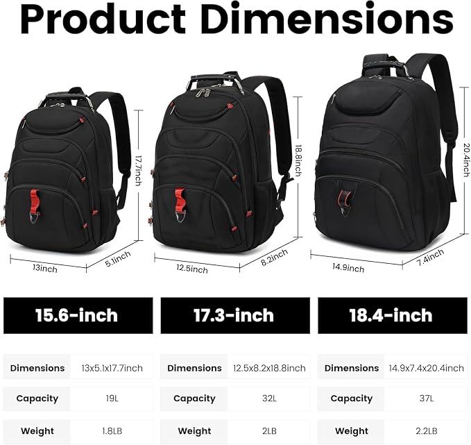Mochila para laptop de 15.6 pulgadas para hombre, impermeable, con puerto USB miniatura 7