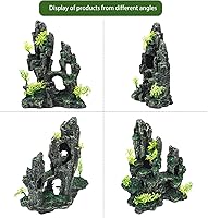 Vista 5 de Decoración de acuario – Decoración de pecera con adorno de piedra vista de montaña, ideal para betta, caracoles, tortuga, esconder, escalar