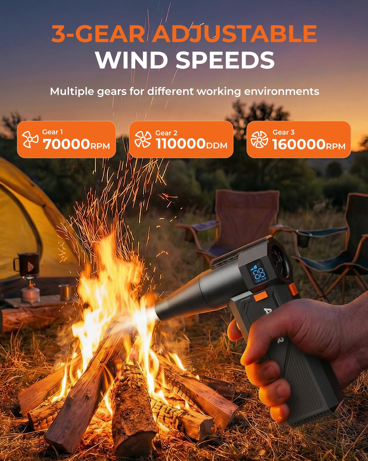 AHNR - Plumero de aire comprimido, 160.000 rpm, potente soplador eléctrico recargable con motor sin escobillas, mini soplador de aire ajustable de 3 engranajes inalámbrico para computadora, teclado