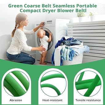 Seamless Green Coarse Belt Seamless Portable Compact Dryer Fan Belt Compatible with Avanti D110 (2.6 cu ft), COSTWAYS 24458-EPCY,Equator 850